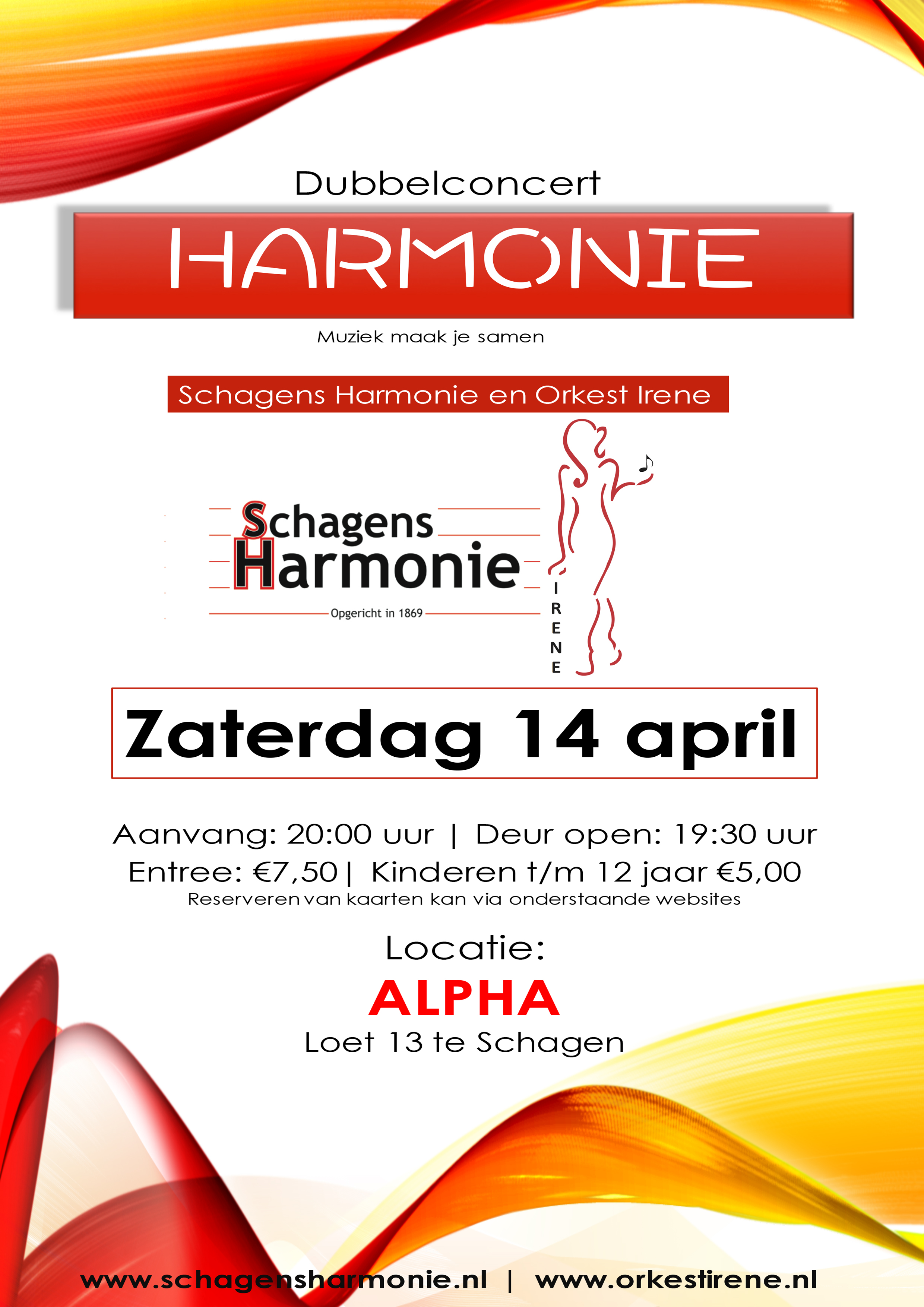 Dubbelconcert Orkest Irene en Schagens Harmonie